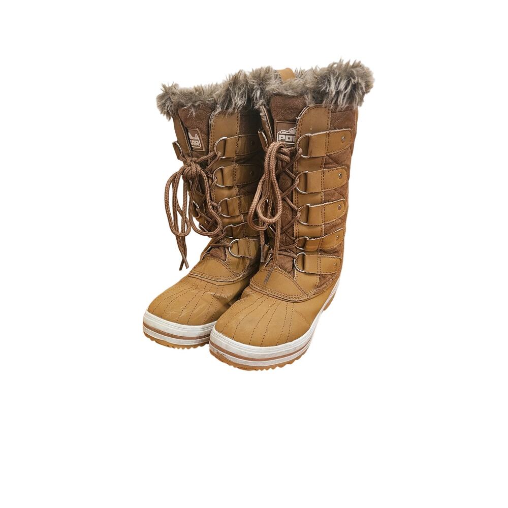 POLAR Women Snow Boot Quilted Snow Rain Warm‎ Waterproof Boots brown size 5